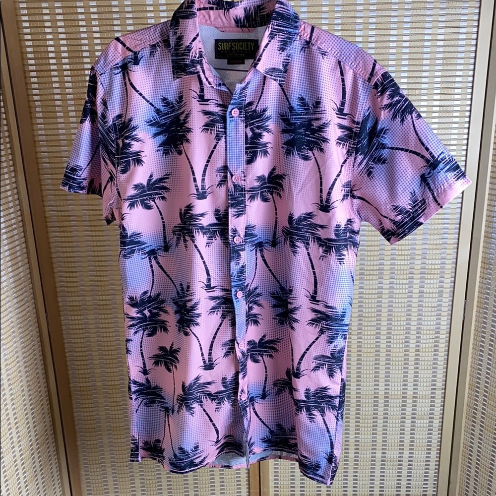 🔶Surf Society Swimwear Men’s Short Sleeve Hawaiian Print Button Up Size Medium